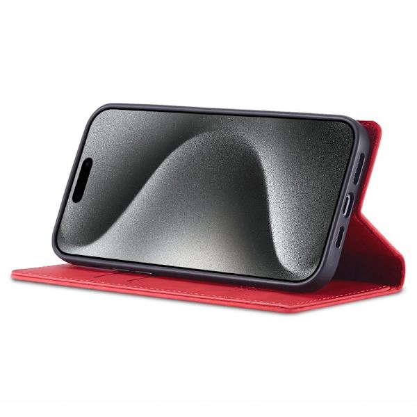 LC.IMEEKE iPhone 16 Pro Plånboksfodral Konstläder- Röd