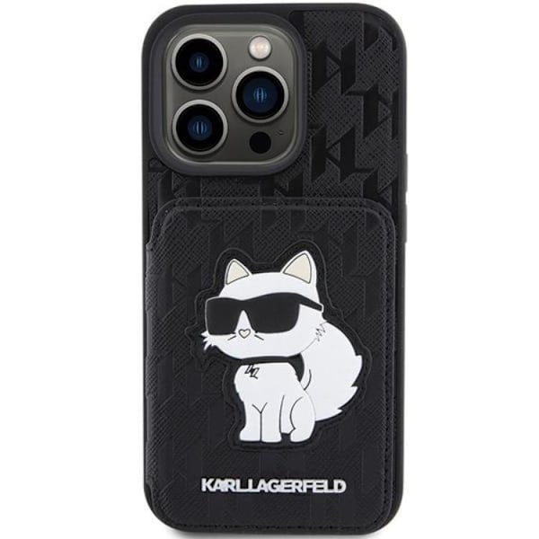 Karl Lagerfeld iPhone 15 Pro Mobilskal Korthållare Choupette Svart