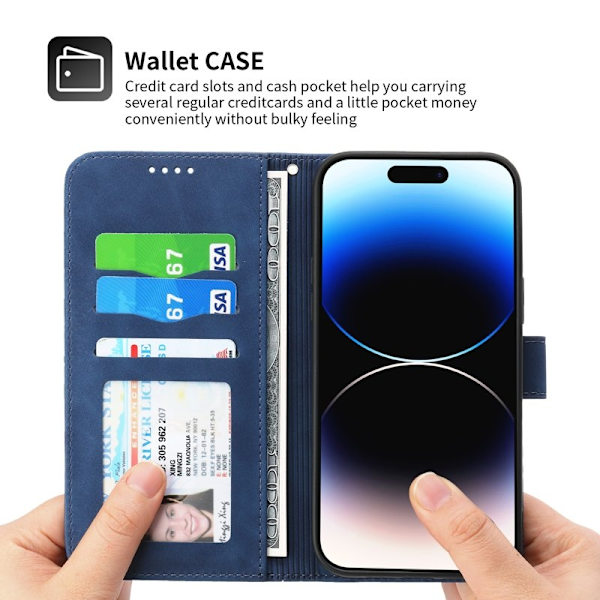DIERFENG DF-03 Plånboksfodral i Konstläder för iPhone 12 Pro Max - Blå