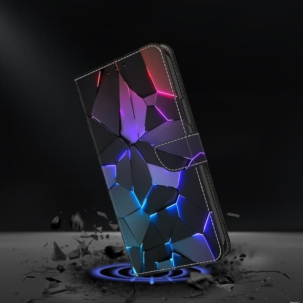 Samsung Galaxy S26 Plus Skal TPU + Konstläder Flip - Blå Sprickor