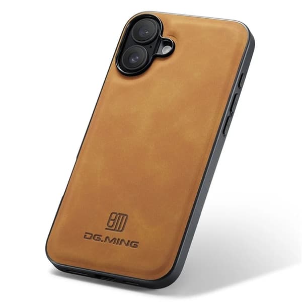 DG.MING Mobilskal till iPhone 16 Plus Hybrid Läder - Brun Brun