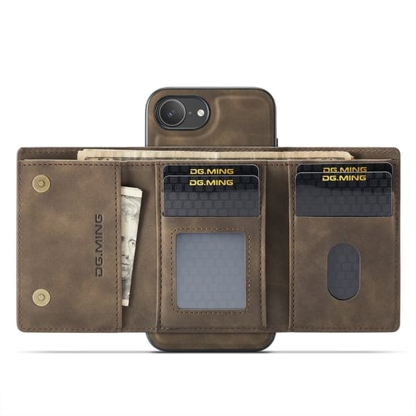 DG.MING M1 Series Mobilskal till iPhone 16e med Kickstand - Brun