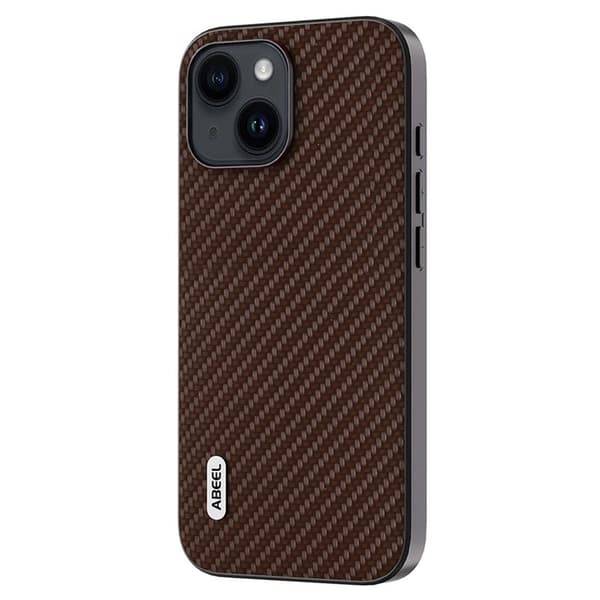 ABEEL Mobilskal till iPhone 14 Plus i Kolfiber PU Läder - Brun