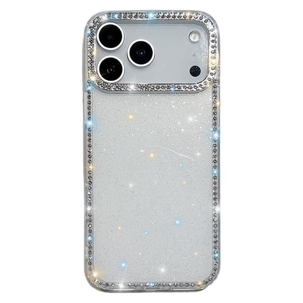 Mobilskal till iPhone 17 Pro Max Rhinestone Edge - Glitter Transparent Transparent