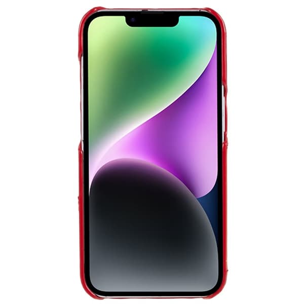 FIERRE SHANN för Mobilskal till iPhone 14 Plus äkta läder - Röd