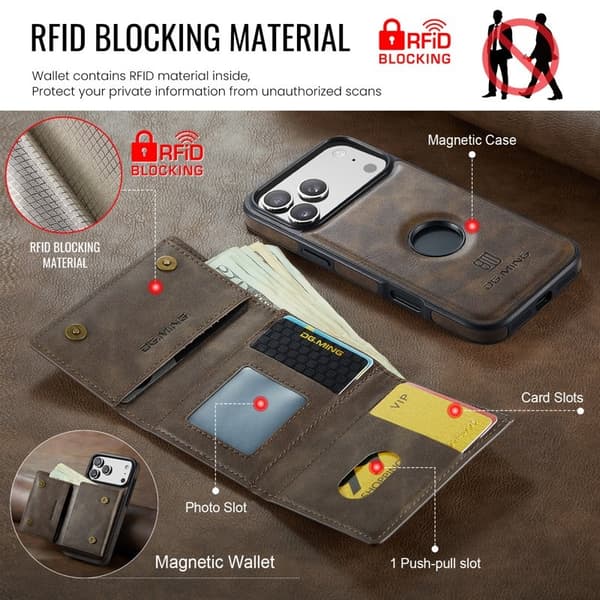 DG.MING M6 Series Mobilskal till iPhone 17 Pro Max Magnetiskt Brun