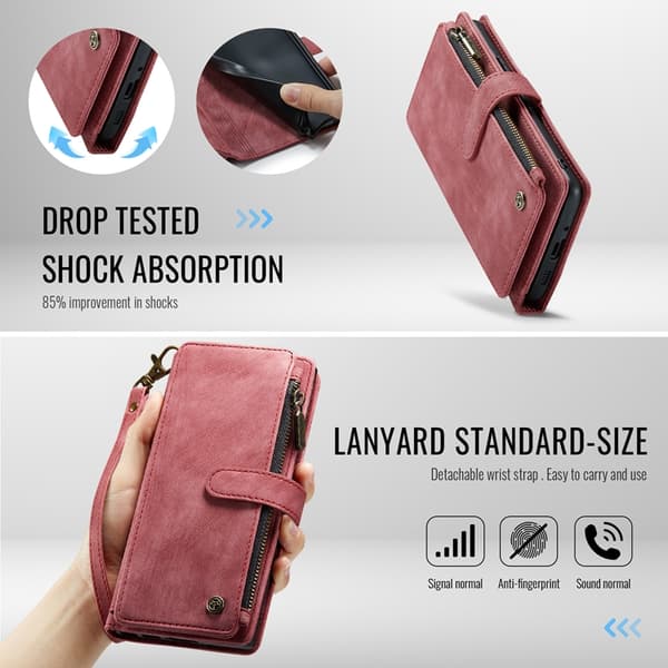 CASEME Google Pixel 10 Pro XL Konstläder Plånboksfodral Zipper C30 - Röd Röd