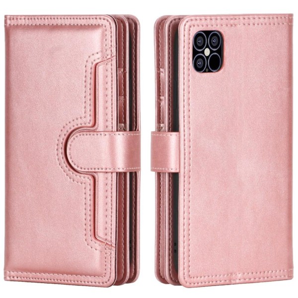 Äkta Läder Plånboksfodral iPhone 13 Multiple Card Slots - Rose G