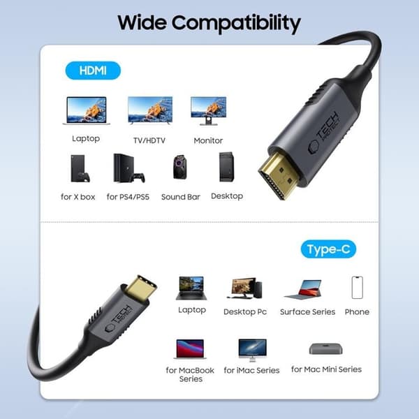 Tech-Protect Type-C til HDMI-kabel 2.0 4K 60HZ 180CM Ultraboost Svart
