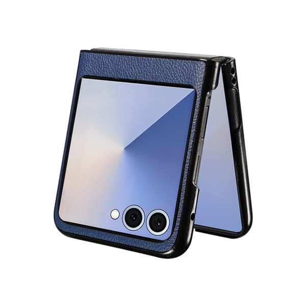 Mobilskal till Galaxy Z Flip7 Litchi Texture Läder - Blå Blå