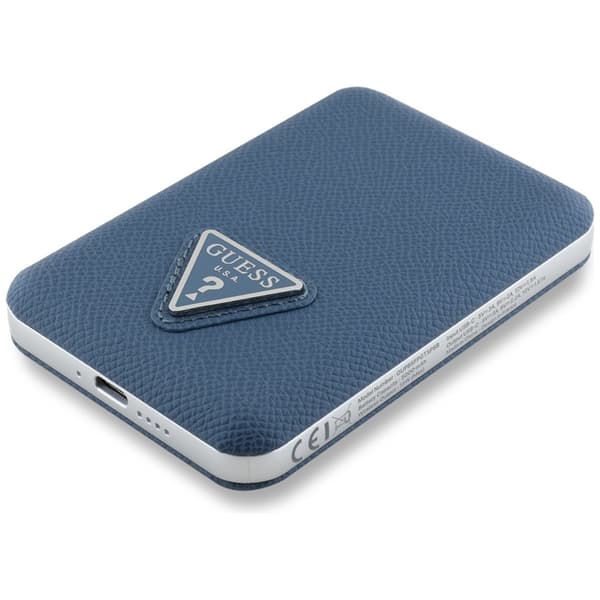 Guess MagSafe Trådlös Power Bank 5000mAh 15W USB-C Grained Triangle Inductive Blå