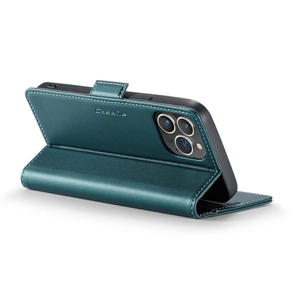 CASEME Plånboksfodral Konstläder iPhone 13 Pro Max RFID-Skydd Grön