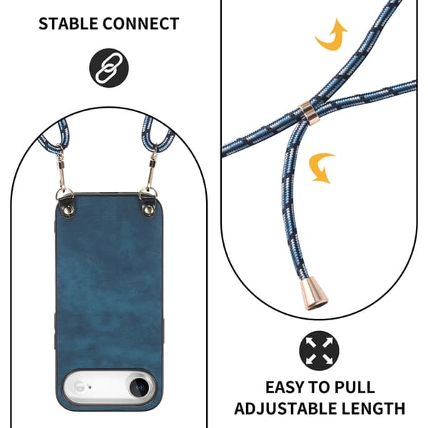 Mobilskal till iPhone Air med Justerbar Rem Retro Läder - Blå Blå
