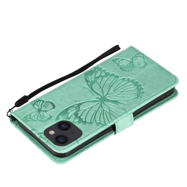Fjärilar Plånboksfodral iPhone 13 Mini - Turkos