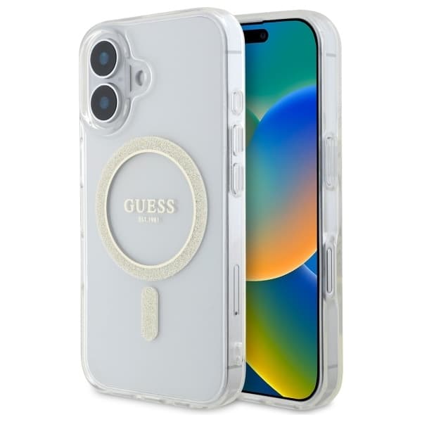 Guess Mobilskal till iPhone 16 Plus 6.7 MagSafe IML Glitter - transparent
