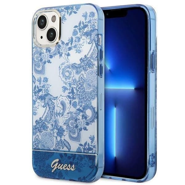 GUESS iPhone 14 Plus Skal Porcelain Collection - Blå Blå