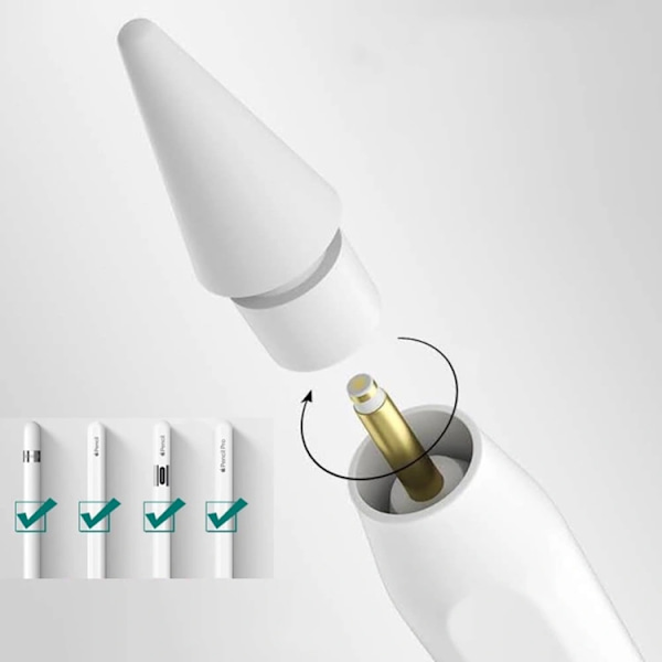 Tech-Protect [4-Pack] Stylus-Tips För Apple-Penna - Vit Vit