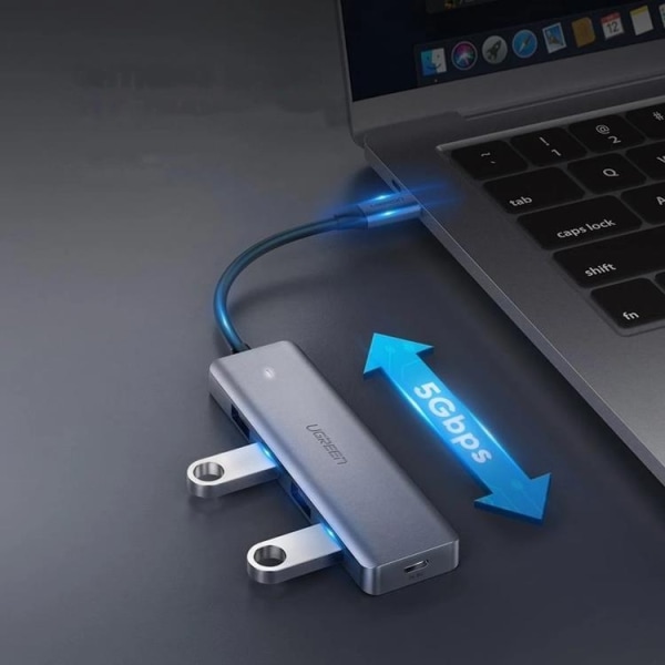 Ugreen USB Type C HUB - 4x USB 3.2 Gen 1 med USB-C Strömport - S