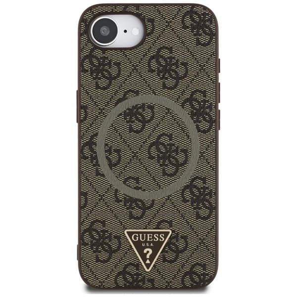 Guess Mobilskal till iPhone 16e MagSafe 4G Ring Triangle Logo Brun