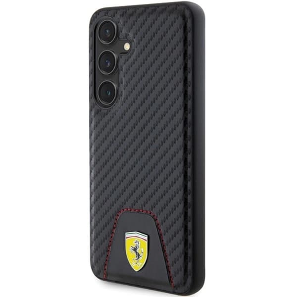 Ferrari Mobilskal till Galaxy S24 Plus Carbon Stitched Bottom - Svart Black
