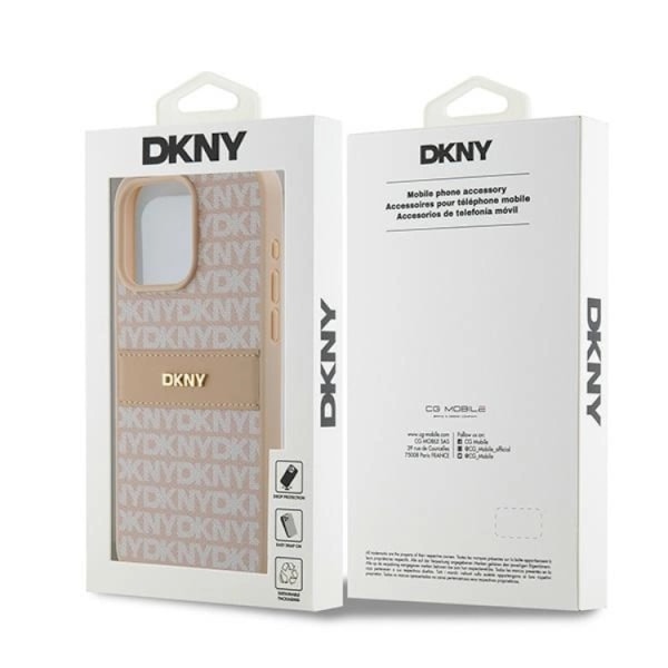 DKNY iPhone 14 Pro Mobilskal Läder Mono Stripe & Metal Logo