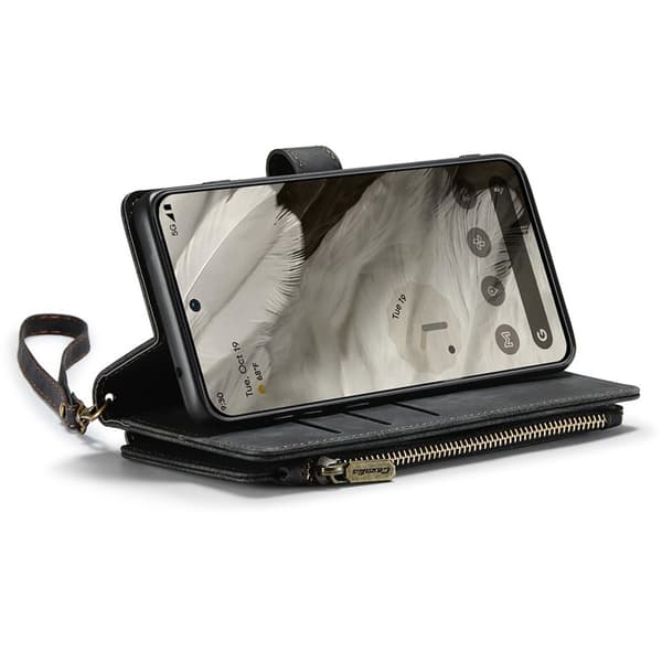 CASEME Plånboksfodral till Google Pixel 8 med Rem och Kortfickor - Svart