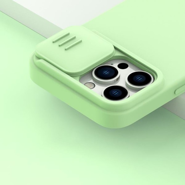 Nillkin iPhone 14 Pro Cover CamShield Silkeagtig Silikone - Grøn