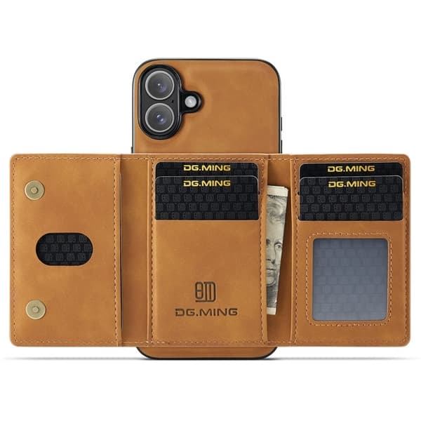 DG.MING M2 Series Mobilskal till iPhone 16 PU+PC+TPU - Brun