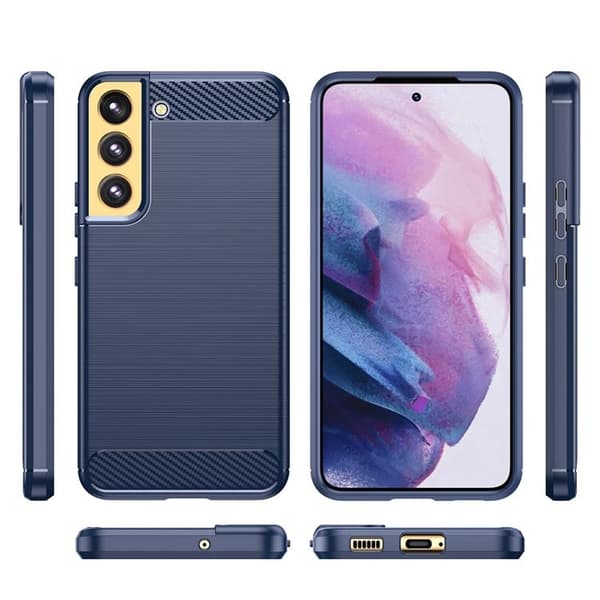 Galaxy S23 Plus Skal Carbon Silicone Flexible - Blå Blå
