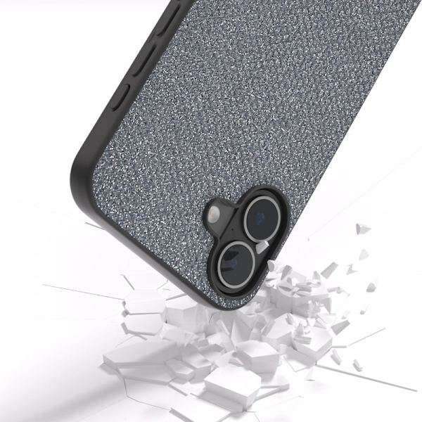 ABEEL Mobilskal till iPhone 16 Plus Rhinestone Textur Grå Svart Kant