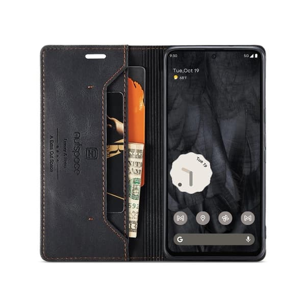 AUTSPACE Google Pixel 8 Pro Wallet Fodral KonstLäder - Svart