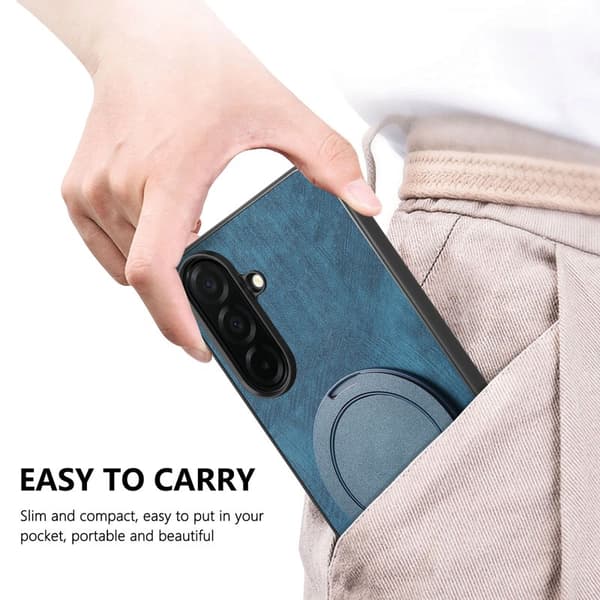 Mobilskal för Samsung Galaxy S26 Plus Konstläder Kickstand - Blå
