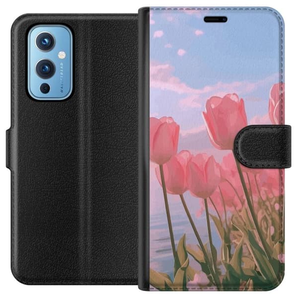 Pung Etui til OnePlus 9 med Rosa Tulipaner