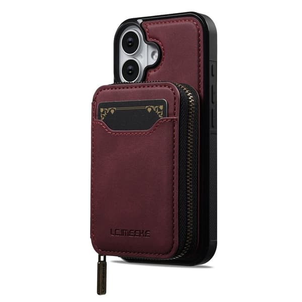 LC.IMEEKE L6 iPhone 17 Plånboksfodral Konstläder - Röd