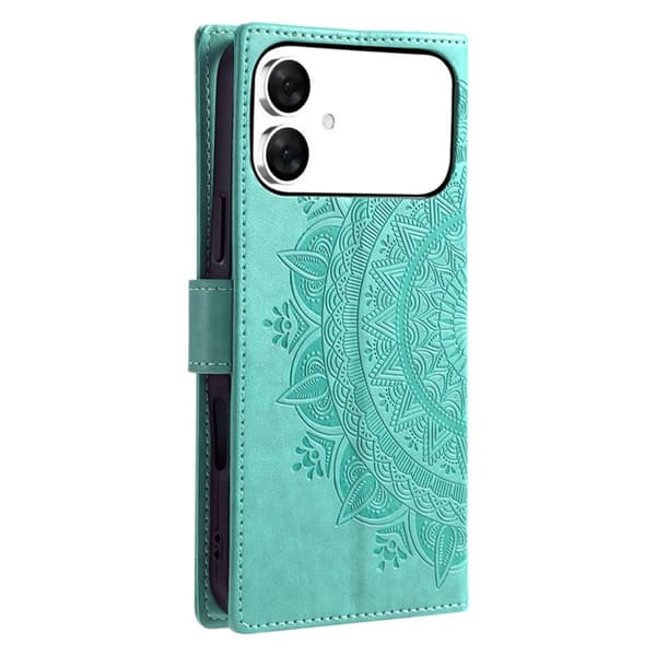 Galaxy S26 Edge Plånboksfodral Imprinted Totem Läder - Mintgrön Grön