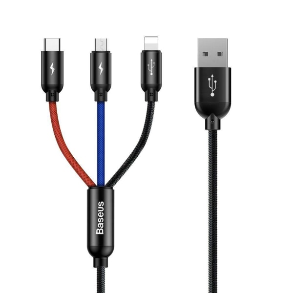 BASEUS 3In1 USB-C & Lightning & Micro-Usb kaapeli 120 cm musta Black