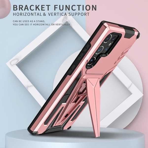 V-Shaped Kickstand Skal Galaxy S22 Plus - Rosa Guld Gul