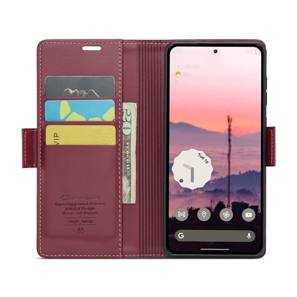 CASEME Plånboksfodral Konstläder för Google Pixel 10 Pro/10/9 Pro - Röd