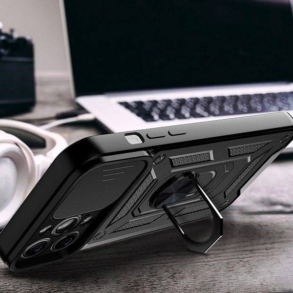 Motorola Moto G62 5G Skal Ringhållare Hybrid Armor Camshield - Svart Svart
