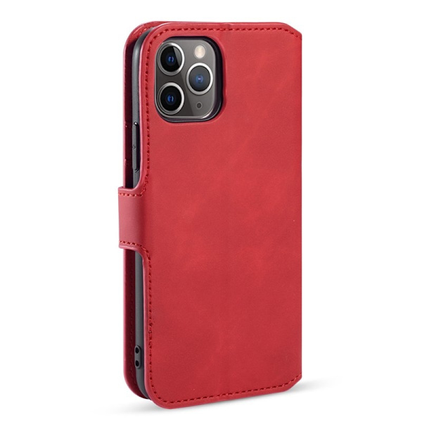 DG.MING Retro Wallet Mobilskal i Konstläder för iPhone 11 Pro Max - Röd