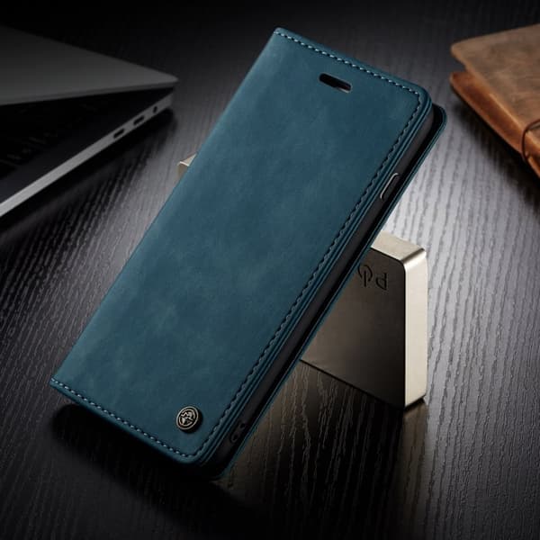 CASEME 013 Auto-absorberande Plånboksfodral Konstläder iPhone 6s/6 Blå