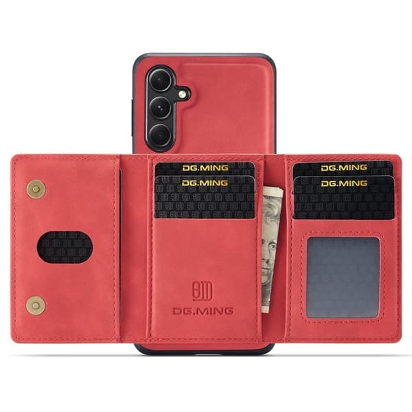 DG.MING Samsung Galaxy A55 5G Konstläder Plånboksfodral Röd
