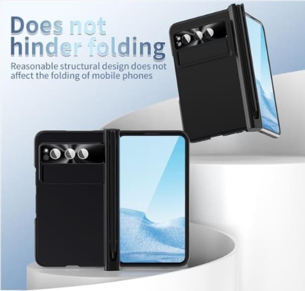 Mobilskal till Google Pixel Fold Electroplating Kickstand med Pennfack - Svart Svart