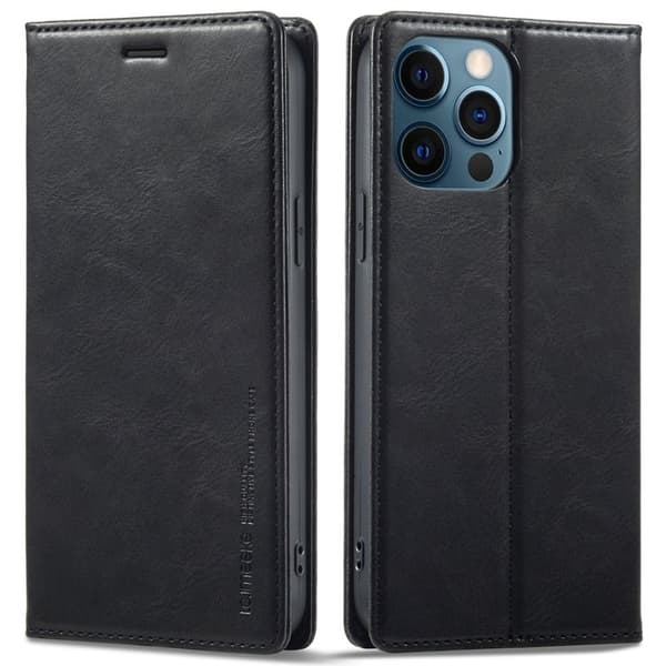 LC.IMEEKE iPhone 12 / 12 Pro Plånboksfodral Konstläder - Svart