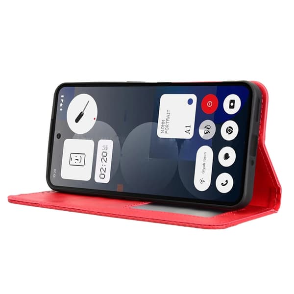 Nothing Phone (3a) Plånboksfodral Retro Kickstand - Röd Röd