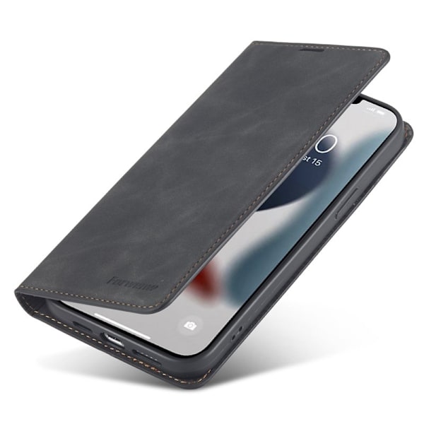 FORWENW iPhone 15 Plånboksfodral i Konstläder - Svart