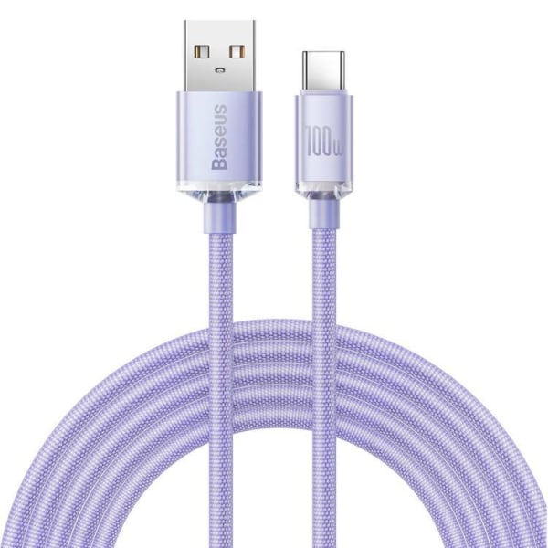 Baseus Crystal USB-A–USB-C-kaapeli 100 W 2 m - violetti
