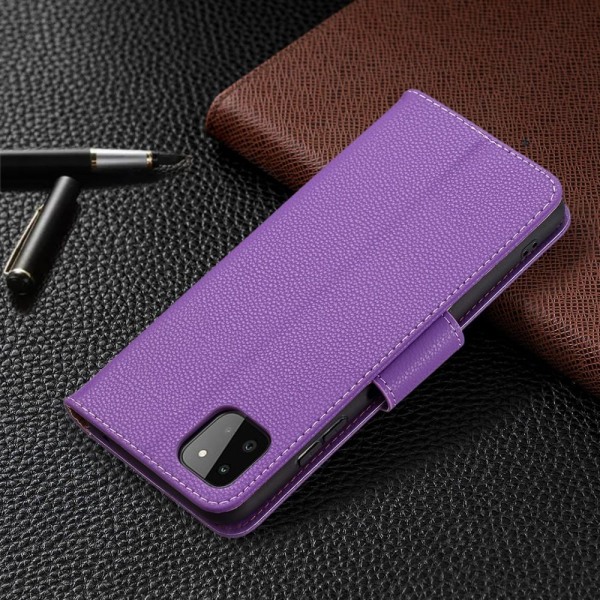 Litchi Wallet Case Galaxy A22 5G - turkoosi