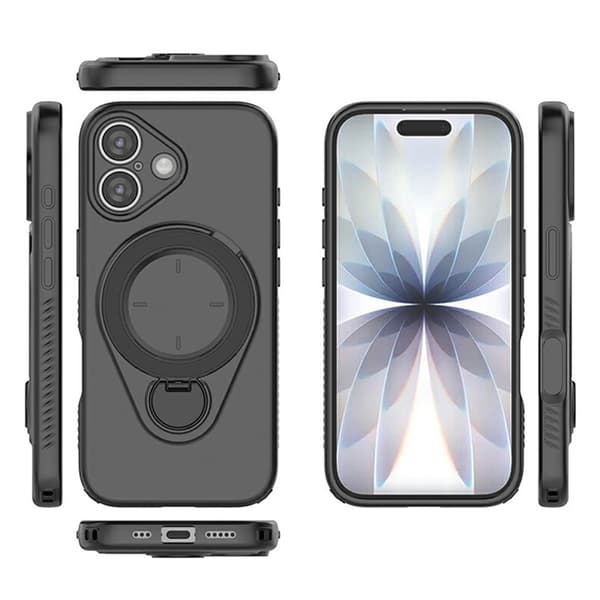 Mobilskal till iPhone 17 MagSafe Rotating Kickstand TPU PC Svart