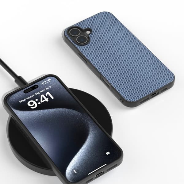 ABEEL Mobilskal till iPhone 16 Plus Hybrid Kolfiber Blå